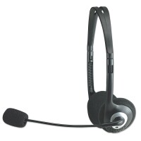 Manhattan Stereoheadset - Federleichtes Design - integriertes Mikrofon - Lautstärkeregler im Kabel integriert - Kabelgebunden - 20 - 20000 Hz - Anrufe/Musik - 75 g - Kopfhörer - Schwarz - Silber