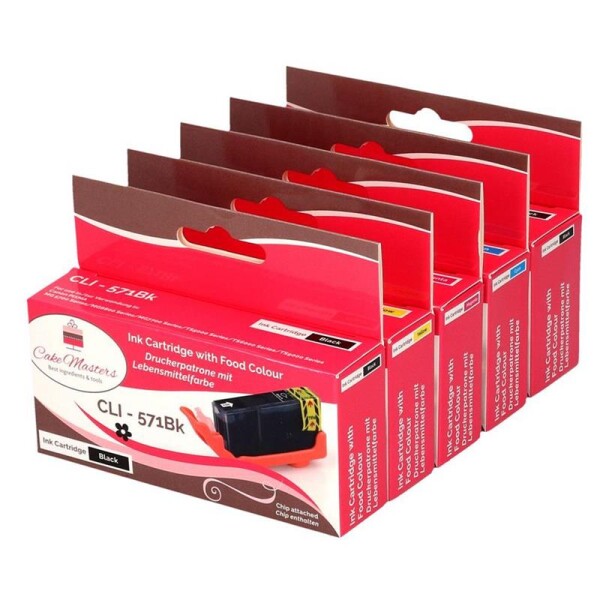 Lebensmittel Tinte Patronen Set entspricht Canon CLI-571 + PGI-570 5 Stk. mit Chip f. z.B. TS5050, MG5750 und MG6850 TK170