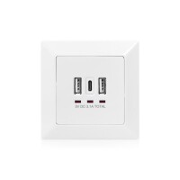 Wandanschluss 2xUSB A+1xUSB C 5V, 3.1A, Input 250 V, 50Hz