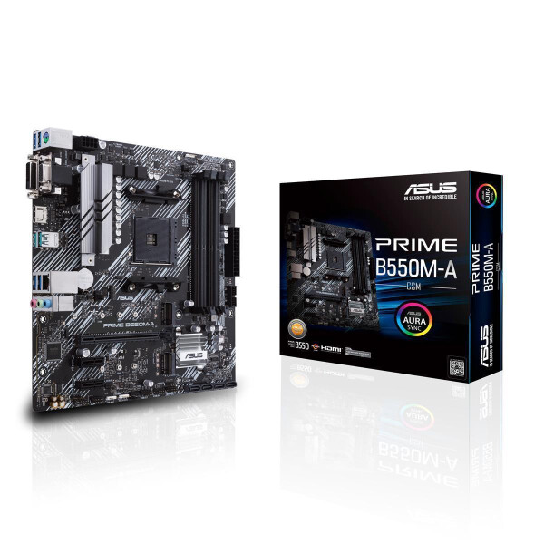 ASUS Prime B550M-A/CSM - AMD - Socket AM4 - AMD Ryzen 3 3rd Gen - 3rd Generation AMD Ryzen 5 - DDR4-SDRAM - 128 GB - DIMM