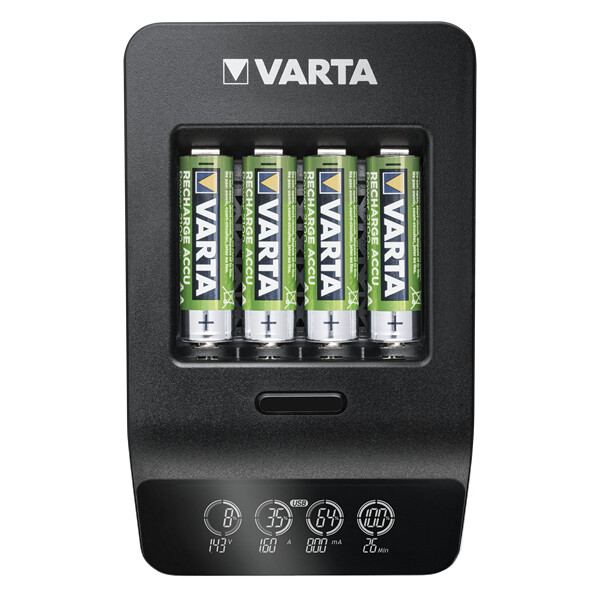 Varta Ladegerät LCD Smart Charger+ inkl. 4x AA 2100mAh - Schnellladegerät - Nickel-Metallhydrid (NiMH)