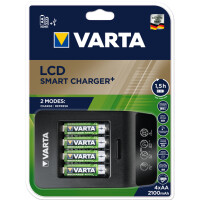 Varta Ladegerät LCD Smart Charger+ inkl. 4x AA 2100mAh - Schnellladegerät - Nickel-Metallhydrid (NiMH)