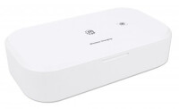 Manhattan UV-Desinfektionsbox mit kabellosem Induktionsladegerät für Smartphones - Sterilisator mit UV-Licht und 10 W Wireless Charger - für Handys - Masken - Kreditkarten und mehr - weiß - Weiß - 410 nm - UV-C - Kunststoff - CE FCC - USB
