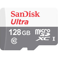 SanDisk Ultra - 128 GB - MicroSDXC - Klasse 10 - Class 1 (U1) - Grau - Weiß
