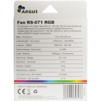 Inter-Tech RS-071 RGB - Ventilator - 12 cm - 1200 RPM - 59,81 m³/h - Schwarz - Weiß
