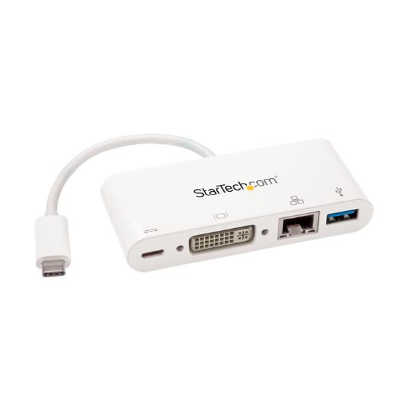 StarTech.com USB-C Multiport Adapter - USB-C auf DVI-D (Digital) Video Adapter mit 60W Pow