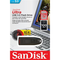 SanDisk Ultra - 128 GB - USB Typ-A - 3.2 Gen 1 (3.1 Gen 1) - 100 MB/s - Dia - Schwarz