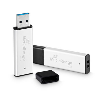 MEDIARANGE MR1901 - 64 GB - USB Typ-A - 3.2 Gen 1 (3.1 Gen 1) - 200 MB/s - Kappe - Schwarz - Silber