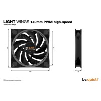 Be Quiet! Light Wings | 140mm PWM high-speed - Ventilator - 14 cm - 2200 RPM - 121,82 m³/h - Schwarz