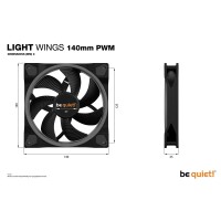 Be Quiet! Light Wings | 140mm PWM Triple Pack - Ventilator - 14 cm - 1500 RPM - 95,14 m³/h - Schwarz