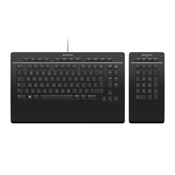 3Dconnexion Keyboard Pro with Numpad - Volle Größe (100%) - Verkabelt & Kabellos - USB + RF Wireless + Bluetooth - Scherenschalter - QWERTZ - Schwarz