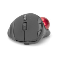 DIGITUS DA-20156 - Kabellose ergonomische Trackball Maus, rot 8D (Tasten),2.4GHz, wiederaufl. Batterie, schwarz