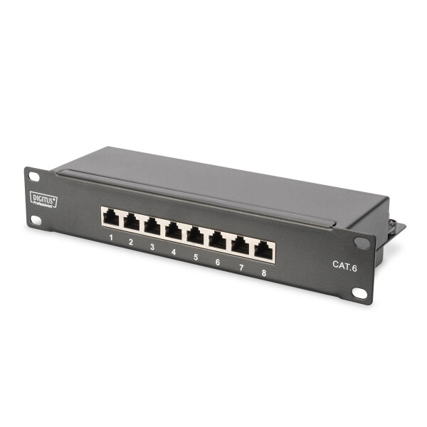 DIGITUS DN-10-SET-1-B - 10 Zoll Netzwerk Set, inkl. 6HE Wandgehäuse, schw Fachboden, PDU, 8-Port Switch, CAT 6 Patch Panel