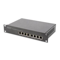 DIGITUS DN-10-SET-2-B - 10 Zoll Netzwerk Set, inkl. 9HE Wandgehäuse, schw Fachboden, PDU, 8-Port Switch, CAT 6 Patch Panel