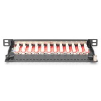 DIGITUS DN-91612S-SL-EA - CAT 6A Patch Panel, geschirmt,12-Port 1/2HE, 10", Rack Mount,schwarz RAL 9005