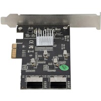 StarTech.com SATA PCIe Controller 8 Port - 6 Gbit/s PCI Express SATA Adapter - SATA PCIe Schnittstellenkarte - PCI-e x4 Gen 2 zu SATA III - SATA HDD/SSD - PCIe - Mini-SAS - PCI 2.0 - Schwarz - Pericom - PI7C9X2G608GP - ASMedia - ASM1061 - 6 Gbit/s
