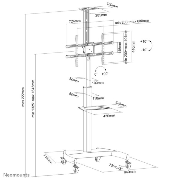 Neomounts Mobile Flat Screen Floor Stand plasma-M1900E PLASMAM1900E