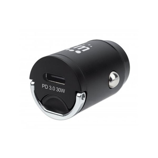 Manhattan Power Delivery Kfz-Mini-Ladegerät 30 W - USB-C Power Delivery-Port (PD 3.0) mit bis zu 30 W - schwarz - Auto - Zigarettenanzünder - 20 V - Schwarz