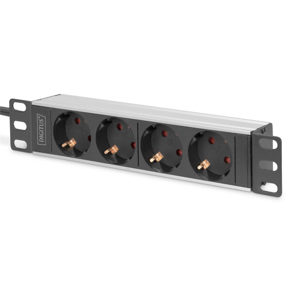 DIGITUS DN-95418 - 1U-Aluminium-PDU, 254 mm (10") Rack-Montage, 4x Schutzkontakt, 16A, 4000W, 250VAC 50/60Hz