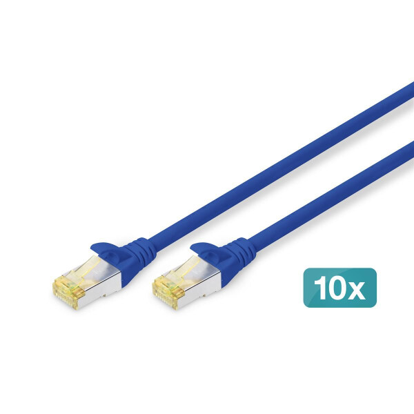 DK-1644-A-030-B-10 - CAT 6A S-FTP Patchkabel,  Cu, LSZH AWG 26/7,  3 m, 10 Stück,  Blau