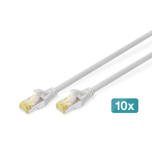 DK-1644-A-0025-10 - CAT 6A S-FTP Patchkabel, Cu, LSZH AWG 26/7,  0.25 m, 10 Stück,  Grau