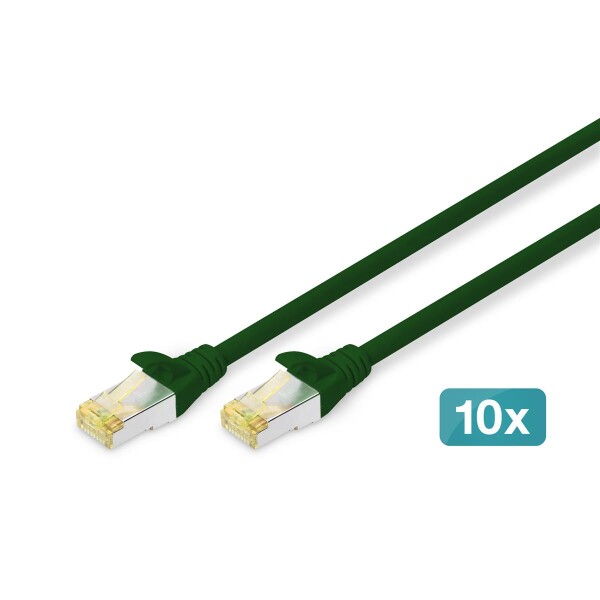 DK-1644-A-0025-G-10 - CAT 6A S-FTP Patchkabel, Cu, LSZH AWG 26/7,  0.25 m, 10 Stück,  Grün
