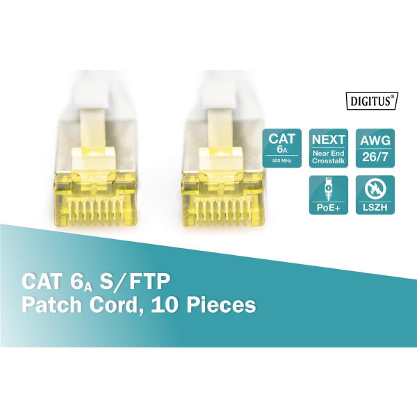 DK-1644-A-050-10 - CAT 6A S-FTP Patchkabel, Cu, LSZH AWG 26/7,  5 m, 10 Stück,  Grau