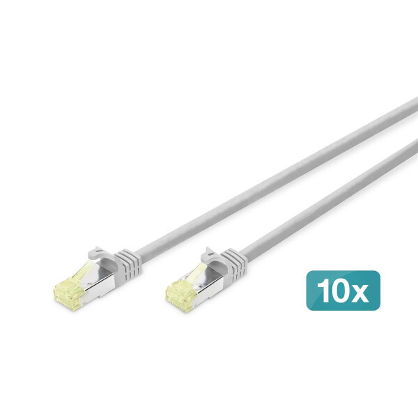 DK-1644-A-050CL-10 - CAT 6A S/FTP Patchkabel, Cu, LSZH, Component Level AWG 26,  5 m, 10 Stück,  Grau