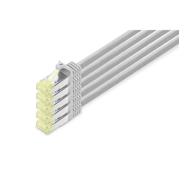 DK-1644-A-100CL-5 - CAT 6A S/FTP Patchkabel, Cu, LSZH, Component Level AWG 26,  10m, 5 Stück,  Grau