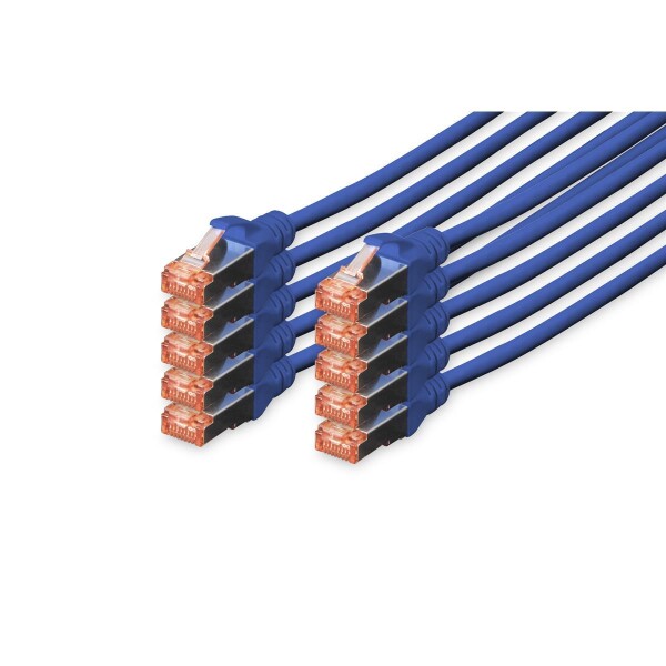 DK-1644-005-B-10 - CAT 6 S-FTP Patchkabel, Cu, LSZH AWG 27/7,  0,5 m, 10 Stück,  Blau