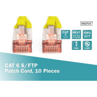 DIGITUS DK-1644-005-Y-10 - CAT 6 S-FTP Patchkabel, Cu, LSZH AWG 27/7, Länge 0,5 m, 10 Stück, Farbe Gelb