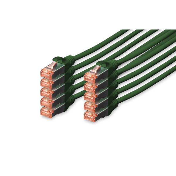 DIGITUS DK-1644-010-G-10 - CAT 6 S-FTP Patchkabel, Cu, LSZH AWG 27/7, Länge 1 m, 10 Stück, Farbe Grün