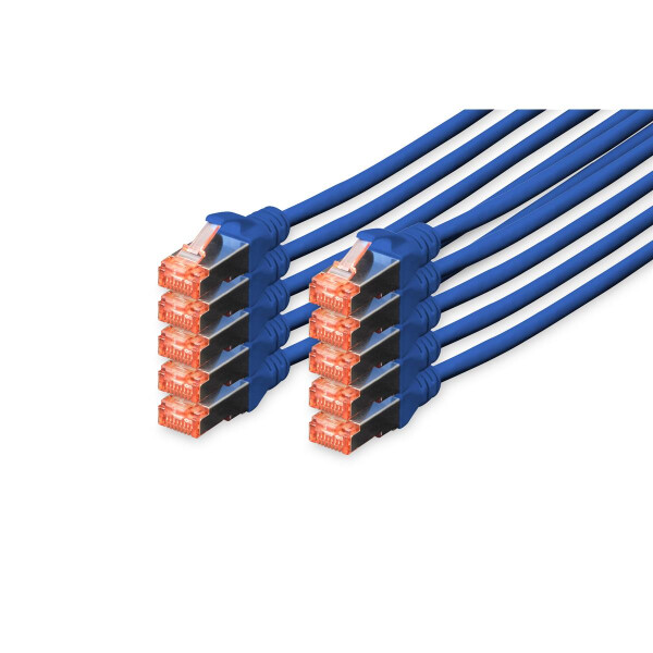 DK-1644-050-B-10 - CAT 6 S-FTP Patchkabel, Cu, LSZH AWG 27/7,  5 m, 10 Stück,  Blau