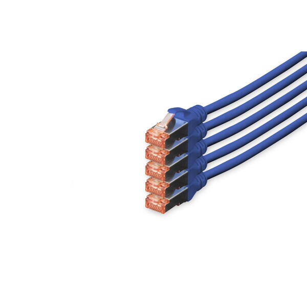 DK-1644-100-B-5 - CAT 6 S-FTP Patchkabel, Cu, LSZH AWG 27/7,  10 m, 5 Stück,  Blau