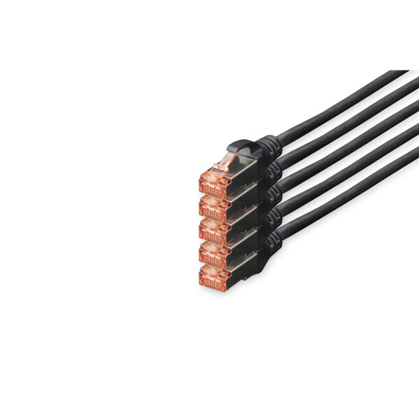 DIGITUS DK-1644-100-BL-5 - CAT 6 S-FTP Patchkabel, Cu, LSZH AWG 27/7, Länge 10 m, 5 Stück, Farbe Schwarz