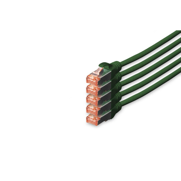 DK-1644-100-G-5 - CAT 6 S-FTP Patchkabel, Cu, LSZH AWG 27/7,  10 m, 5 Stück,  Grün