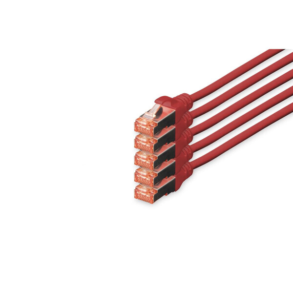 DK-1644-100-R-5 - CAT 6 S-FTP Patchkabel, Cu, LSZH AWG 27/7,  10 m, 5 Stück,  Rot