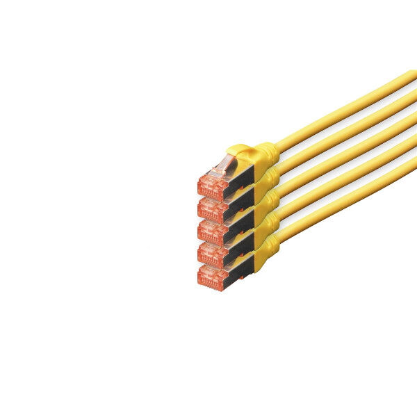 DK-1644-100-Y-5 - CAT 6 S-FTP Patchkabel, Cu, LSZH AWG 27/7,  10 m, 5 Stück,  Gelb