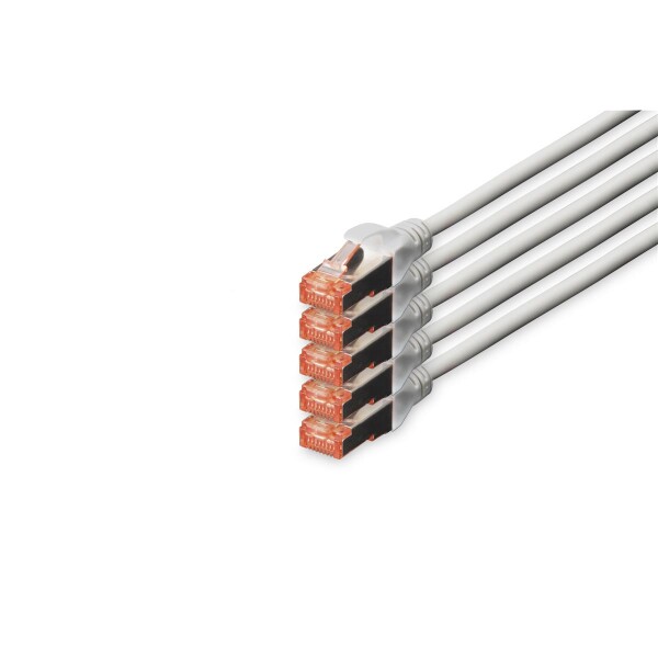DK-1644-200-5 - CAT 6 S-FTP Patchkabel, Cu, LSZH AWG 27/7,  20 m, 5 Stück,  Grau
