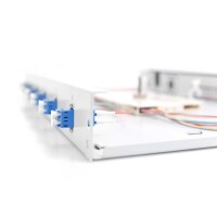 DIGITUS DN-96330/9 - LWL Spleißbox, 1HE, bestückt, 6x LC DX, OS2 inkl. Spleißkass., gefärbte Pigtails, Kupplungen
