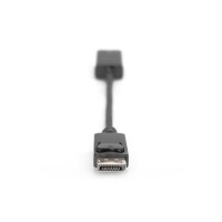 DIGITUS DB-340415-002-S - DisplayPort Adapterkabel, DP - HDMI Typ A St/Bu, 0.2m, w/lock, HDMI 2.0, akt., CE, gold, sw