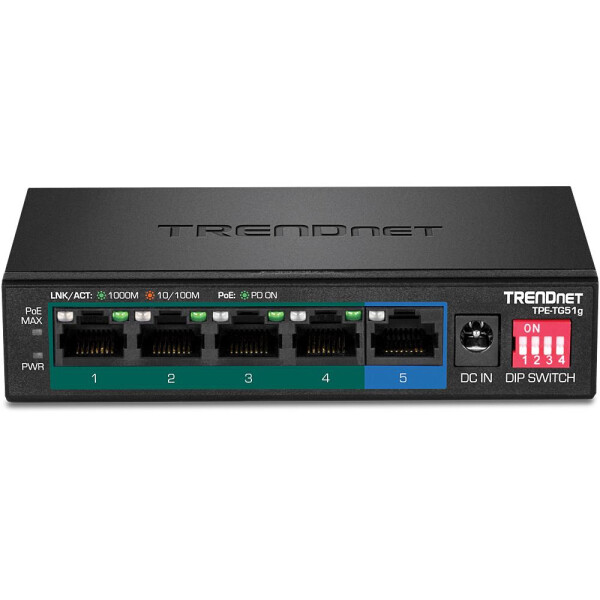 TRENDnet TPE-TG51G - Gigabit Ethernet (10/100/1000) - Vollduplex - Power over Ethernet (PoE) - Wandmontage