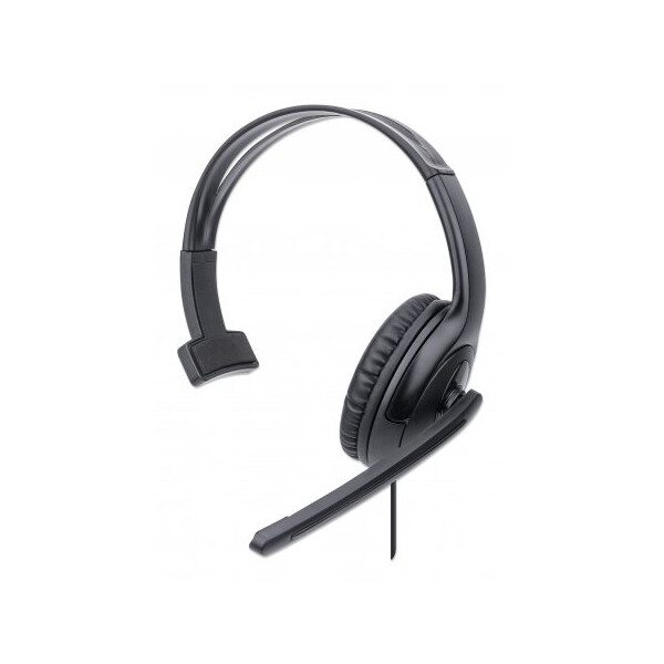 Manhattan Mono USB-Headset - Ohrumschließendes Design (Over-Ear) - Ohrmuschel einseitig - kabelgebunden - USB-A-Stecker - integrierte Lautstärkeregelung - verstellbares Mikrofon - schwarz - Kopfhörer - Kopfband - Büro/Callcenter - Schwarz - Monophon - SCR