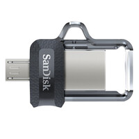 SanDisk Ultra Dual m3.0 - 64 GB - USB Type-A / Micro-USB - 3.2 Gen 1 (3.1 Gen 1) - Dia - 5,2 g - Schwarz - Silber - Transparent