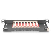DIGITUS DN-91608S-SL-EA - CAT 6A Patch Panel, geschirmt,8-Port 1/2HE, 10", Rack Mount,schwarz RAL 9005