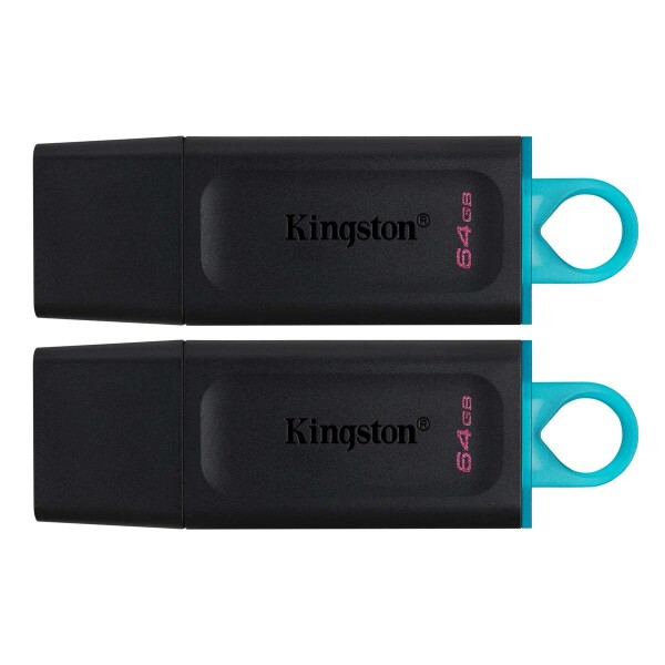 Kingston DataTraveler ® Exodia Schwarz + Türkis - 2 Stück – USB 3.2 USB-Stick - 64 GB - USB Typ-A - 3.2 Gen 1 (3.1 Gen 1) - Kappe - 22 g - Schwarz - Türkis