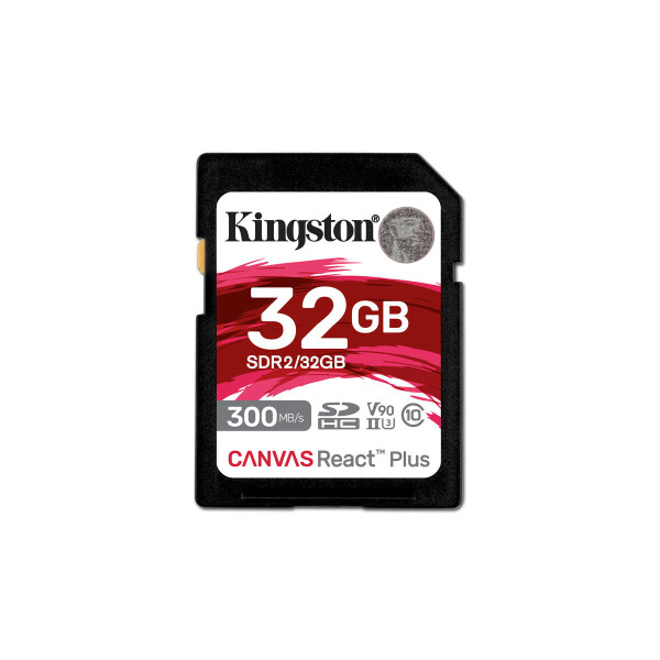 Kingston 32GB Canvas React Plus SDHC UHS-II 300R/260W U3 V90 for Full HD/4K/8K - High Capacity SD (SDHC)