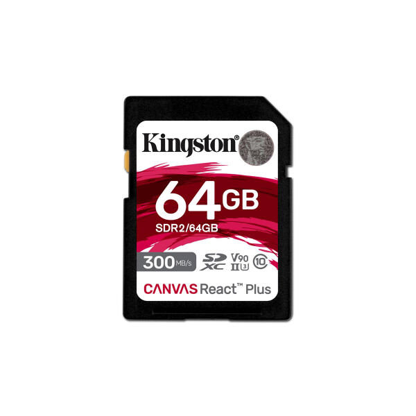 Kingston 64GB Canvas React Plus SDXC UHS-II 300R/260W U3 V90 for Full HD/4K/8K - Extended Capacity SD (SDXC)