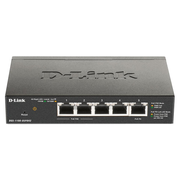 D-Link DGS-1100-05PDV2 - Managed - Gigabit Ethernet (10/100/1000) - Vollduplex - Power over Ethernet (PoE)