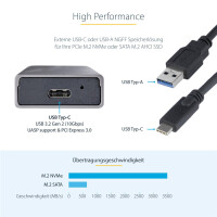 StarTech.com USB-C M.2 Externes Gehäuse für NVMe und SATA M.2 - USB-C/USB-A auf M.2 NVMe/S